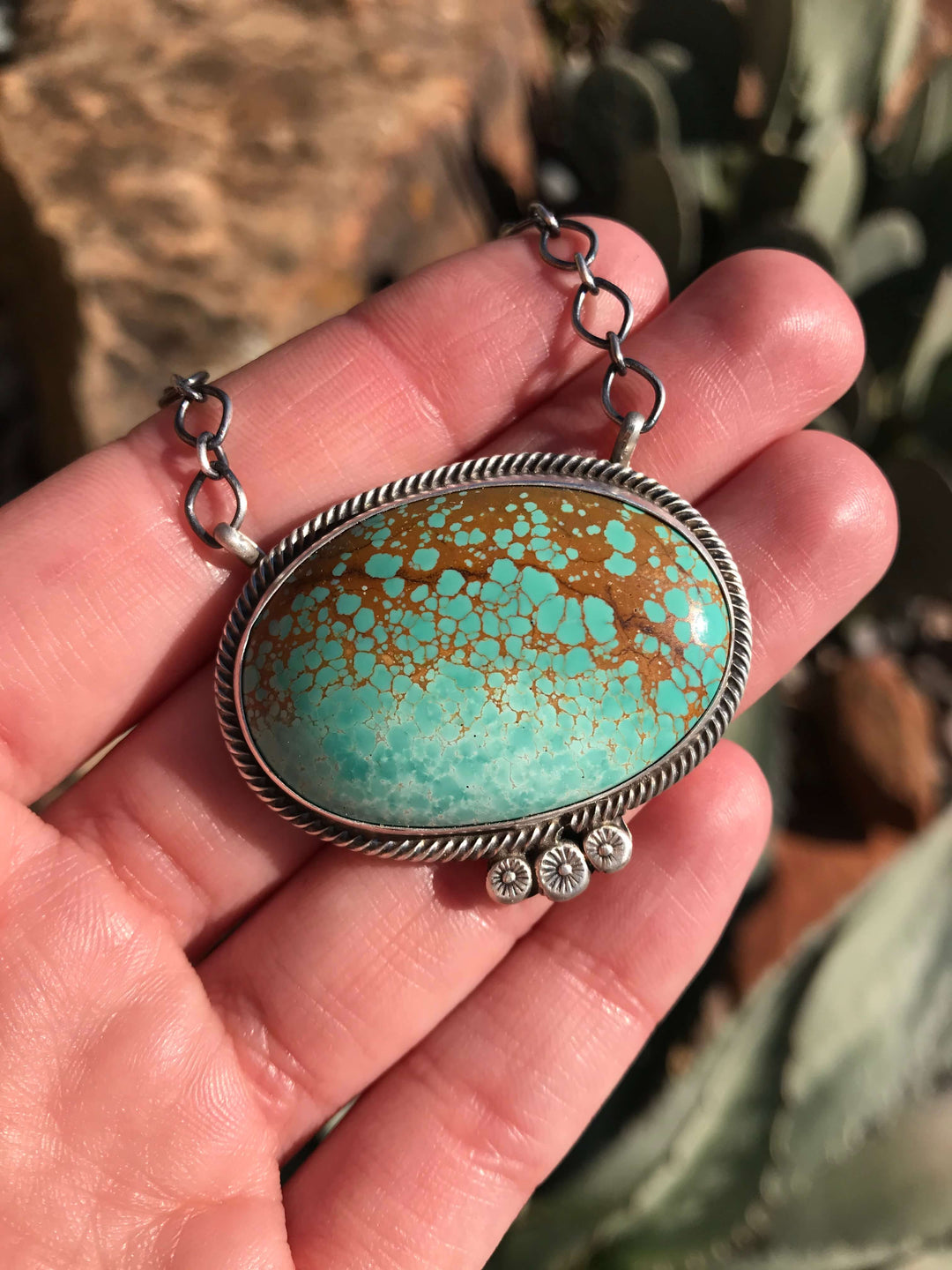 The Farrah Turquoise Necklace-Necklaces-Calli Co., Turquoise and Silver Jewelry, Native American Handmade, Zuni Tribe, Navajo Tribe, Brock Texas