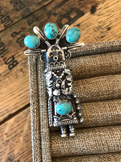 The Turquoise Morning Dancer Ring, Sz 8.5-Rings-Calli Co., Turquoise and Silver Jewelry, Native American Handmade, Zuni Tribe, Navajo Tribe, Brock Texas