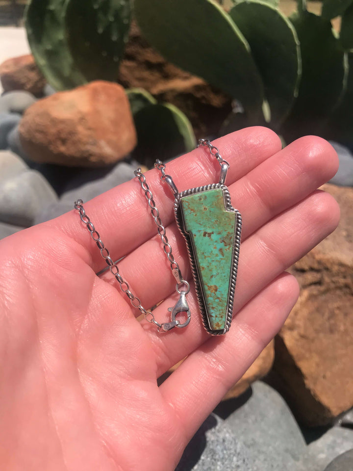 The XL Lightning Bolt, 2-Necklaces-Calli Co., Turquoise and Silver Jewelry, Native American Handmade, Zuni Tribe, Navajo Tribe, Brock Texas