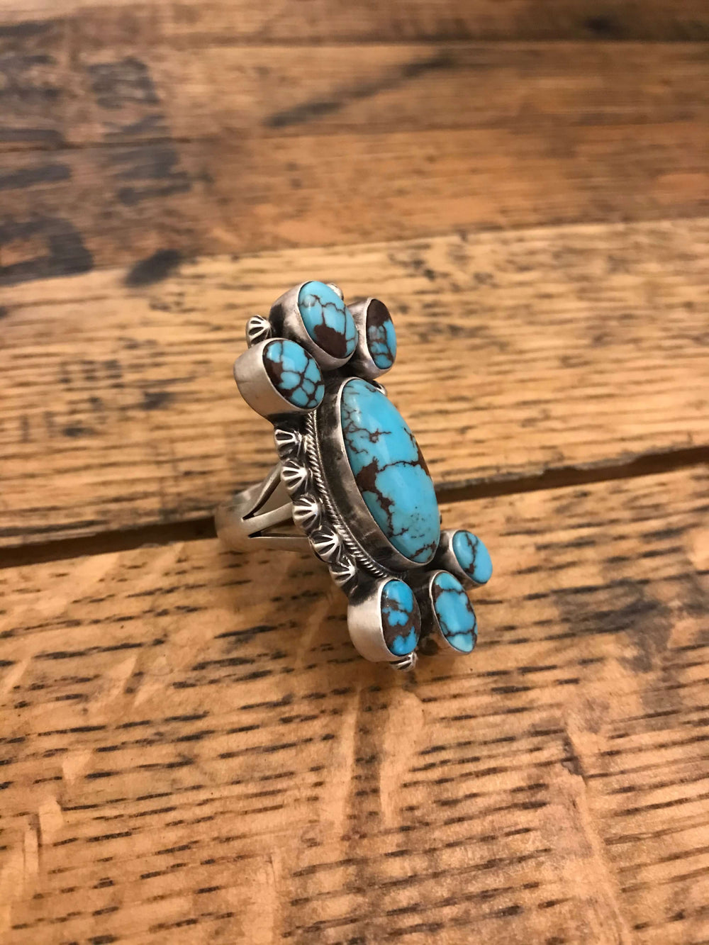 The Brielle Turquoise Ring, Sz 9-Rings-Calli Co., Turquoise and Silver Jewelry, Native American Handmade, Zuni Tribe, Navajo Tribe, Brock Texas