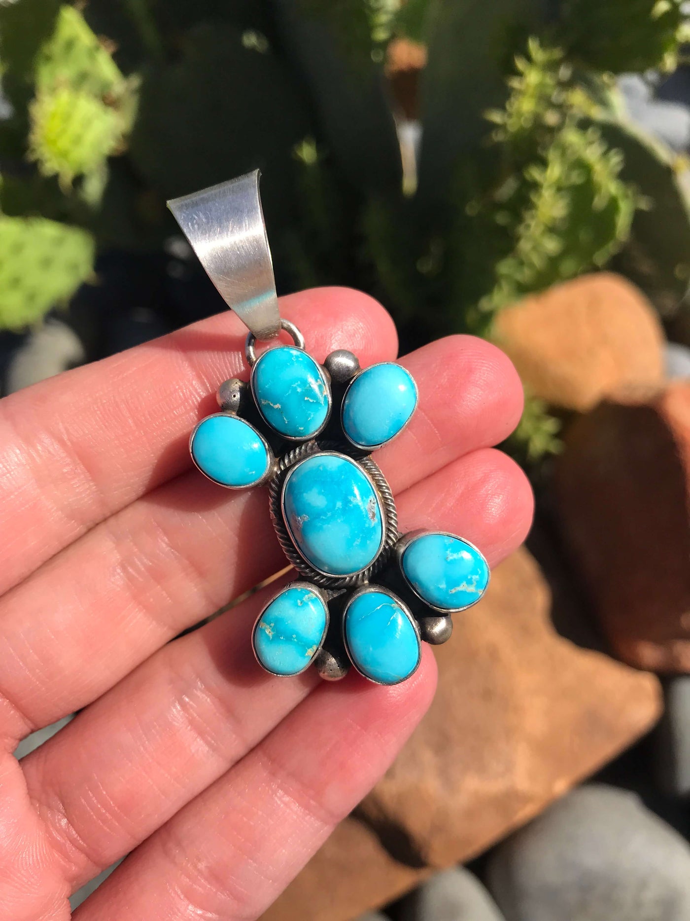 The Galway Pendant, 1-Pendants-Calli Co., Turquoise and Silver Jewelry, Native American Handmade, Zuni Tribe, Navajo Tribe, Brock Texas