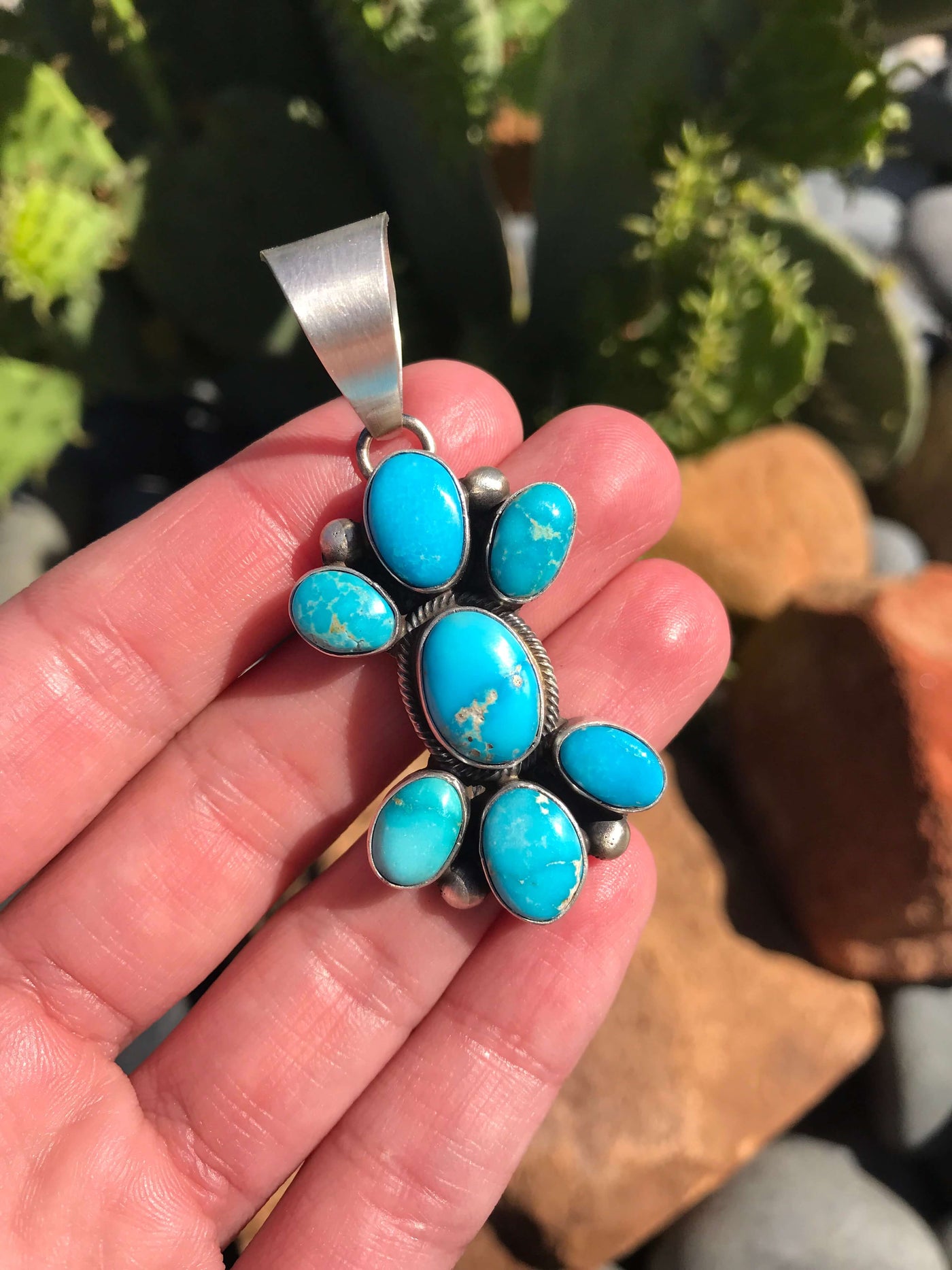 The Galway Pendant, 2-Pendants-Calli Co., Turquoise and Silver Jewelry, Native American Handmade, Zuni Tribe, Navajo Tribe, Brock Texas