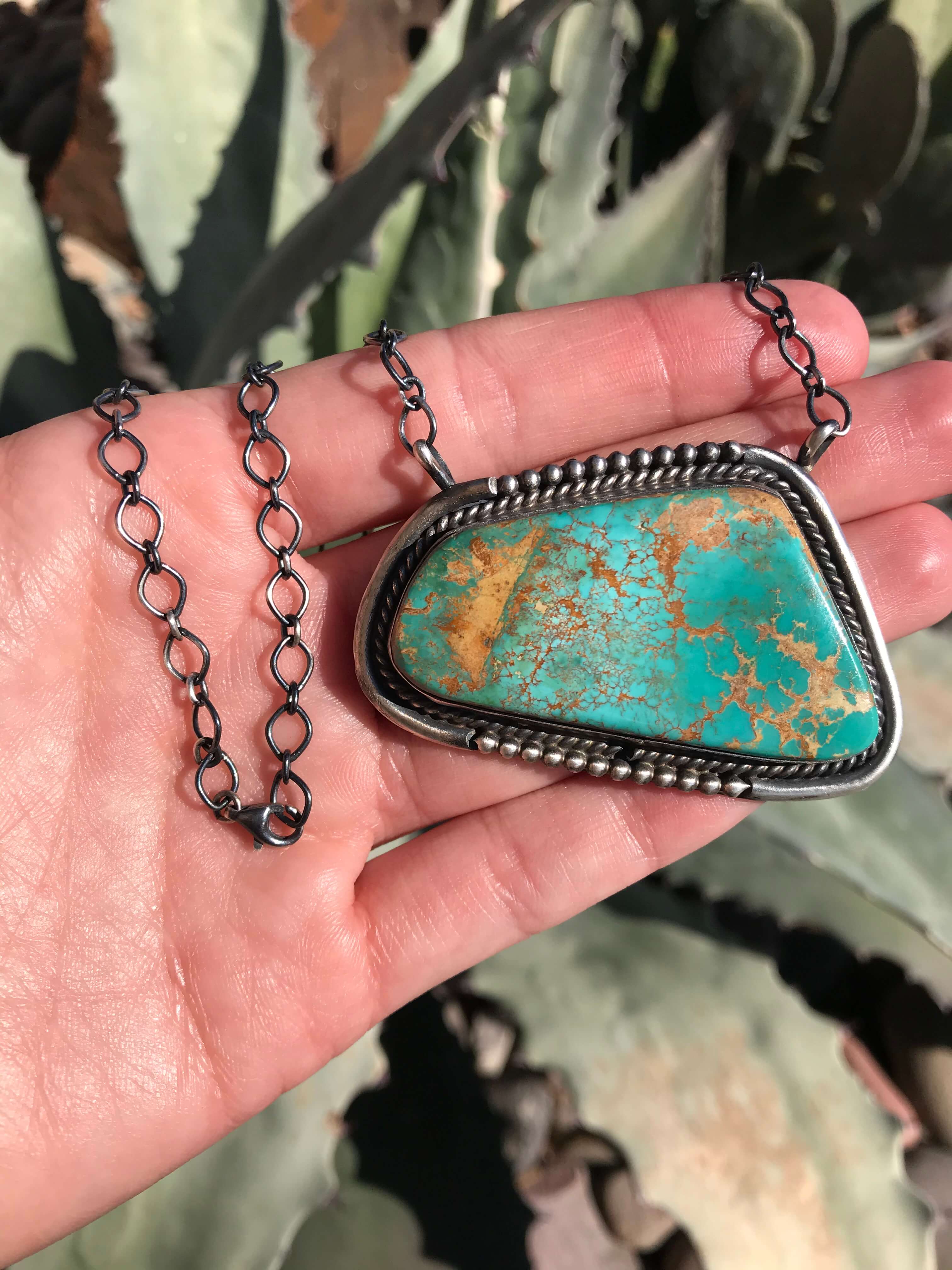 The Lawrence Turquoise Necklace-Necklaces-Calli Co., Turquoise and Silver Jewelry, Native American Handmade, Zuni Tribe, Navajo Tribe, Brock Texas