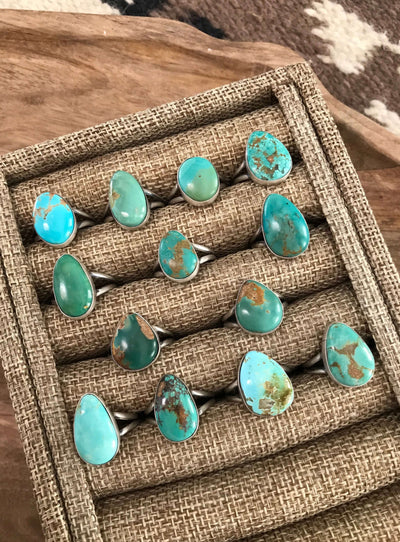 The Delgarito Turquoise Rings-Rings-Calli Co., Turquoise and Silver Jewelry, Native American Handmade, Zuni Tribe, Navajo Tribe, Brock Texas