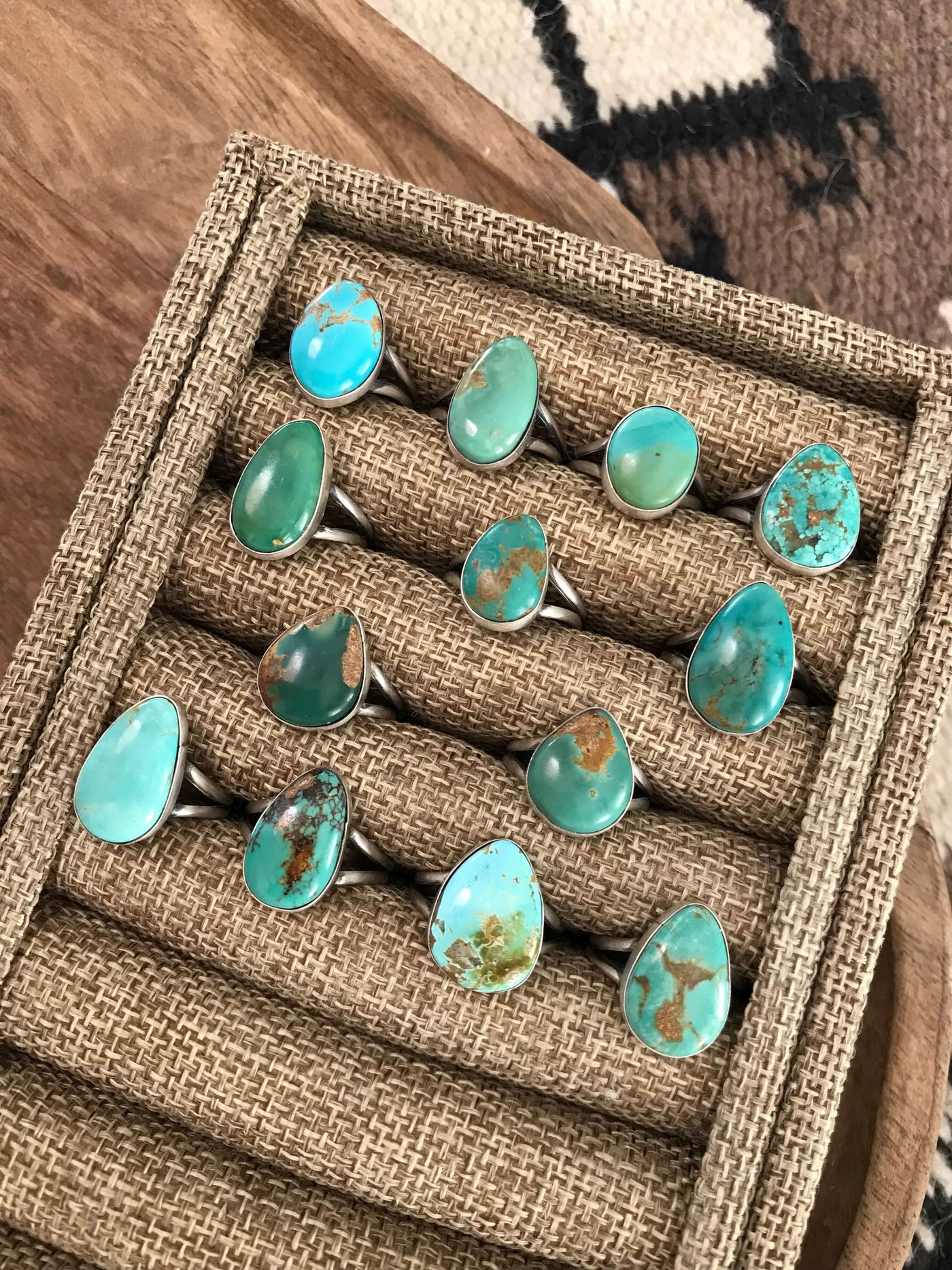 The Delgarito Turquoise Rings-Rings-Calli Co., Turquoise and Silver Jewelry, Native American Handmade, Zuni Tribe, Navajo Tribe, Brock Texas