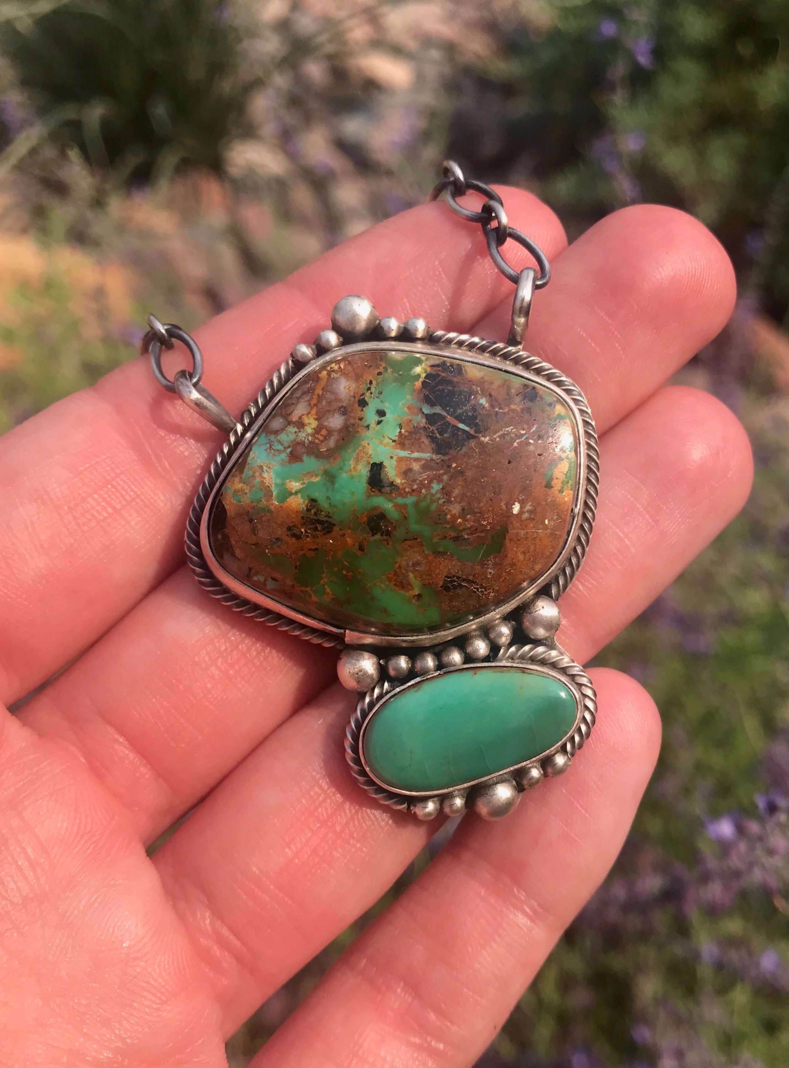 Dynamic Navajo Royston Turquoise Sterling Silver Earrings Native American