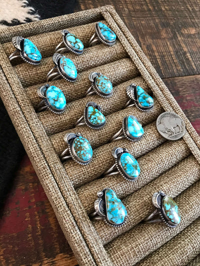 The Lark Rings-Rings-Calli Co., Turquoise and Silver Jewelry, Native American Handmade, Zuni Tribe, Navajo Tribe, Brock Texas