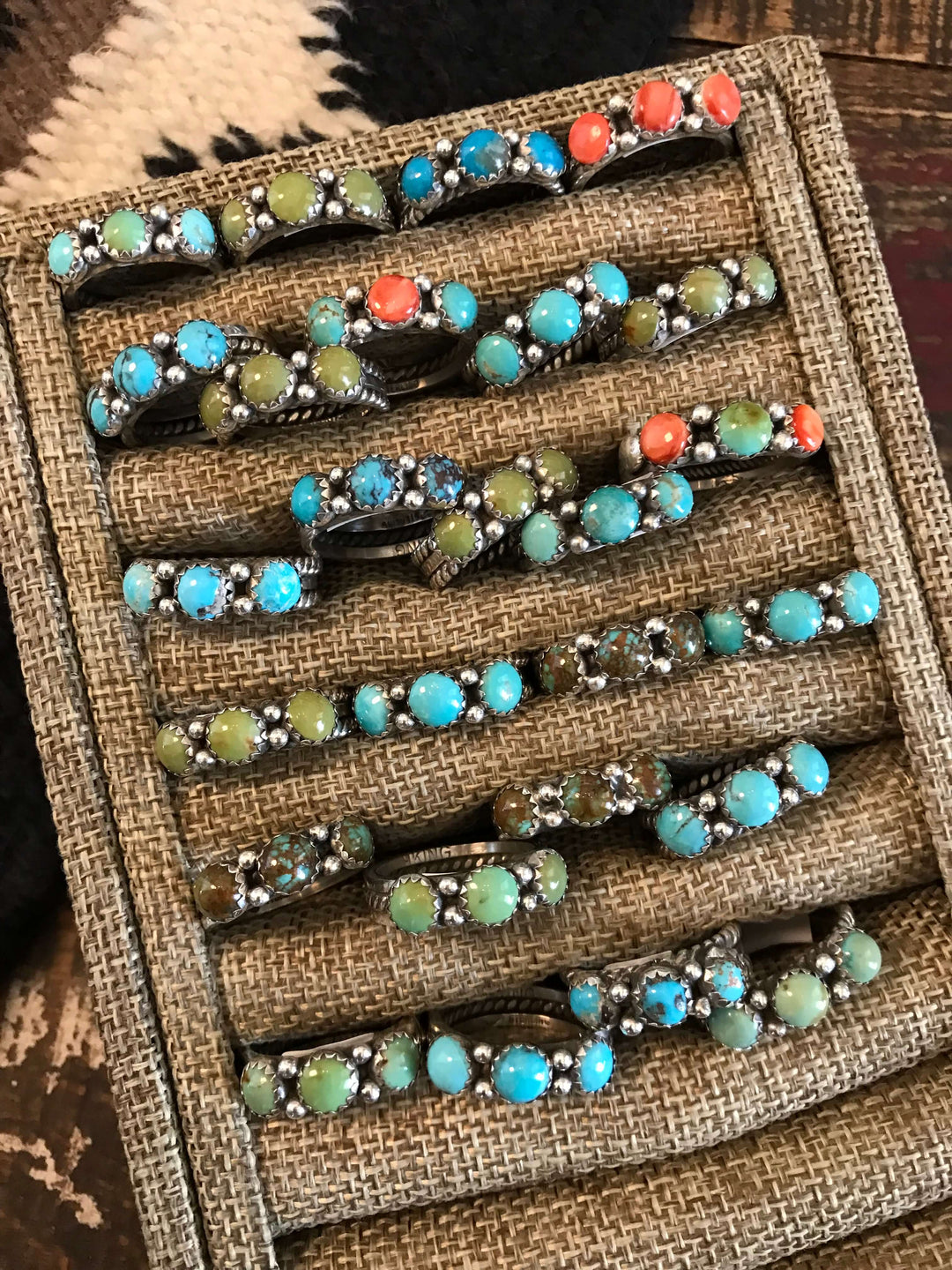 The Three Stone Ring-Rings-Calli Co., Turquoise and Silver Jewelry, Native American Handmade, Zuni Tribe, Navajo Tribe, Brock Texas