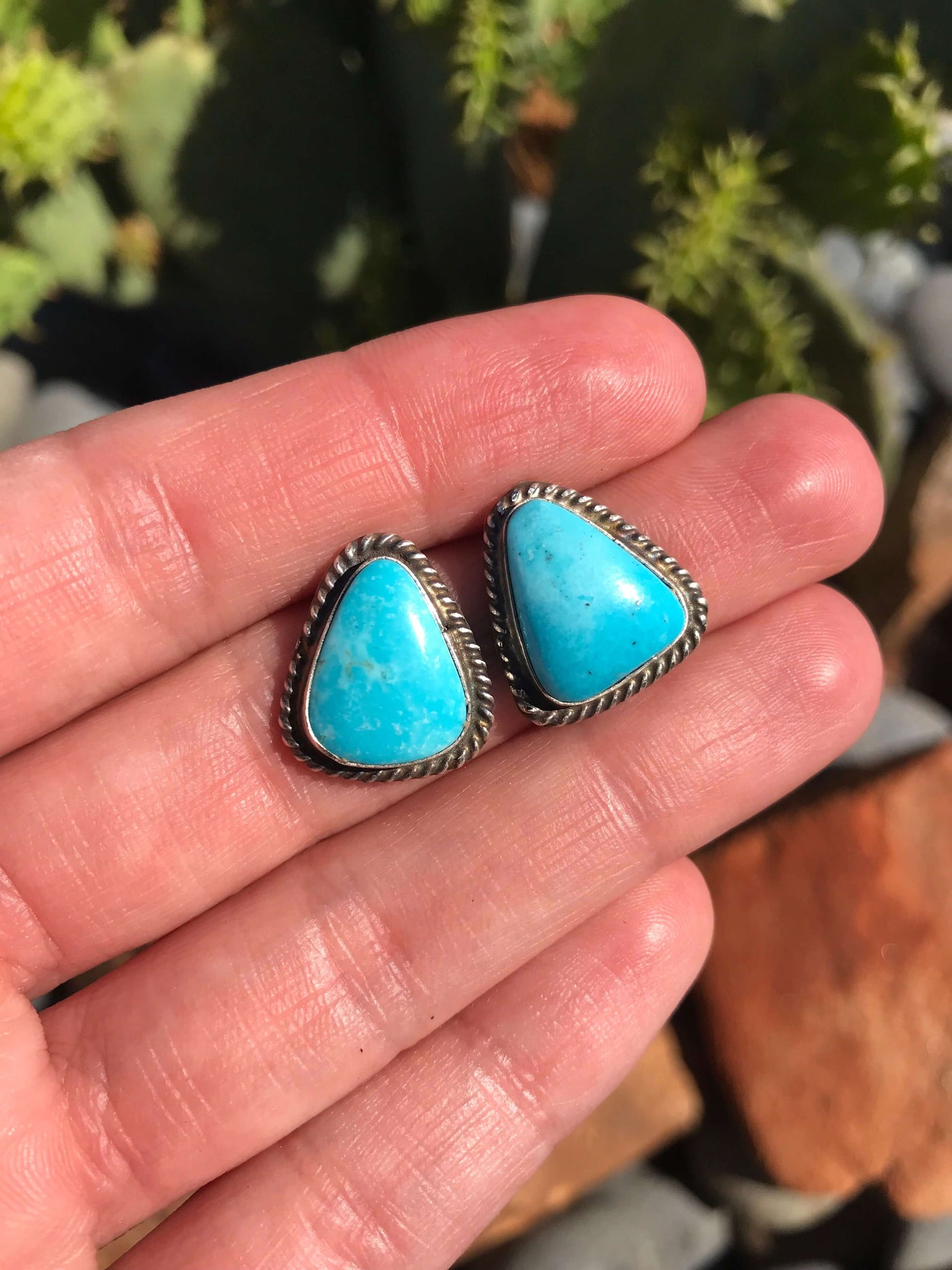 The Turquoise Studs, 18-Earrings-Calli Co., Turquoise and Silver Jewelry, Native American Handmade, Zuni Tribe, Navajo Tribe, Brock Texas
