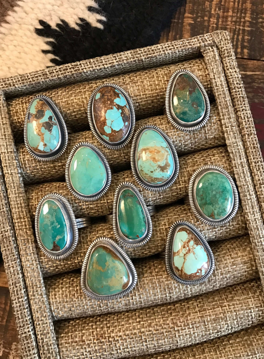 The Mondragon Rings-Rings-Calli Co., Turquoise and Silver Jewelry, Native American Handmade, Zuni Tribe, Navajo Tribe, Brock Texas