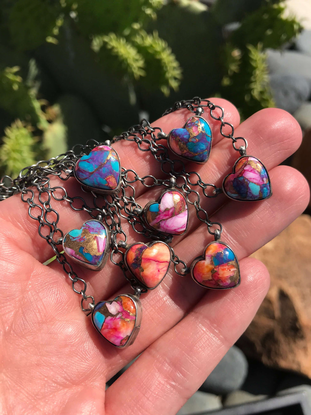 The Petite Heart Necklaces-Necklaces-Calli Co., Turquoise and Silver Jewelry, Native American Handmade, Zuni Tribe, Navajo Tribe, Brock Texas