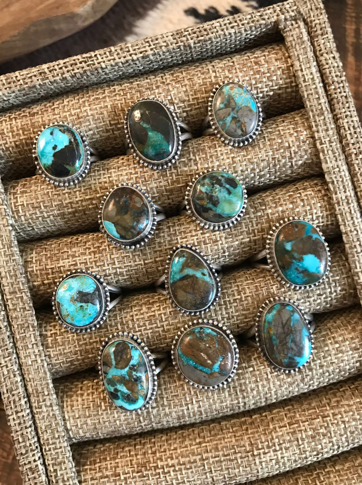 The Shonto Rings-Rings-Calli Co., Turquoise and Silver Jewelry, Native American Handmade, Zuni Tribe, Navajo Tribe, Brock Texas