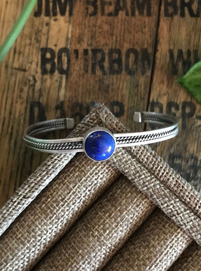 The Midnight Lapis Cuff-Bracelets & Cuffs-Calli Co., Turquoise and Silver Jewelry, Native American Handmade, Zuni Tribe, Navajo Tribe, Brock Texas