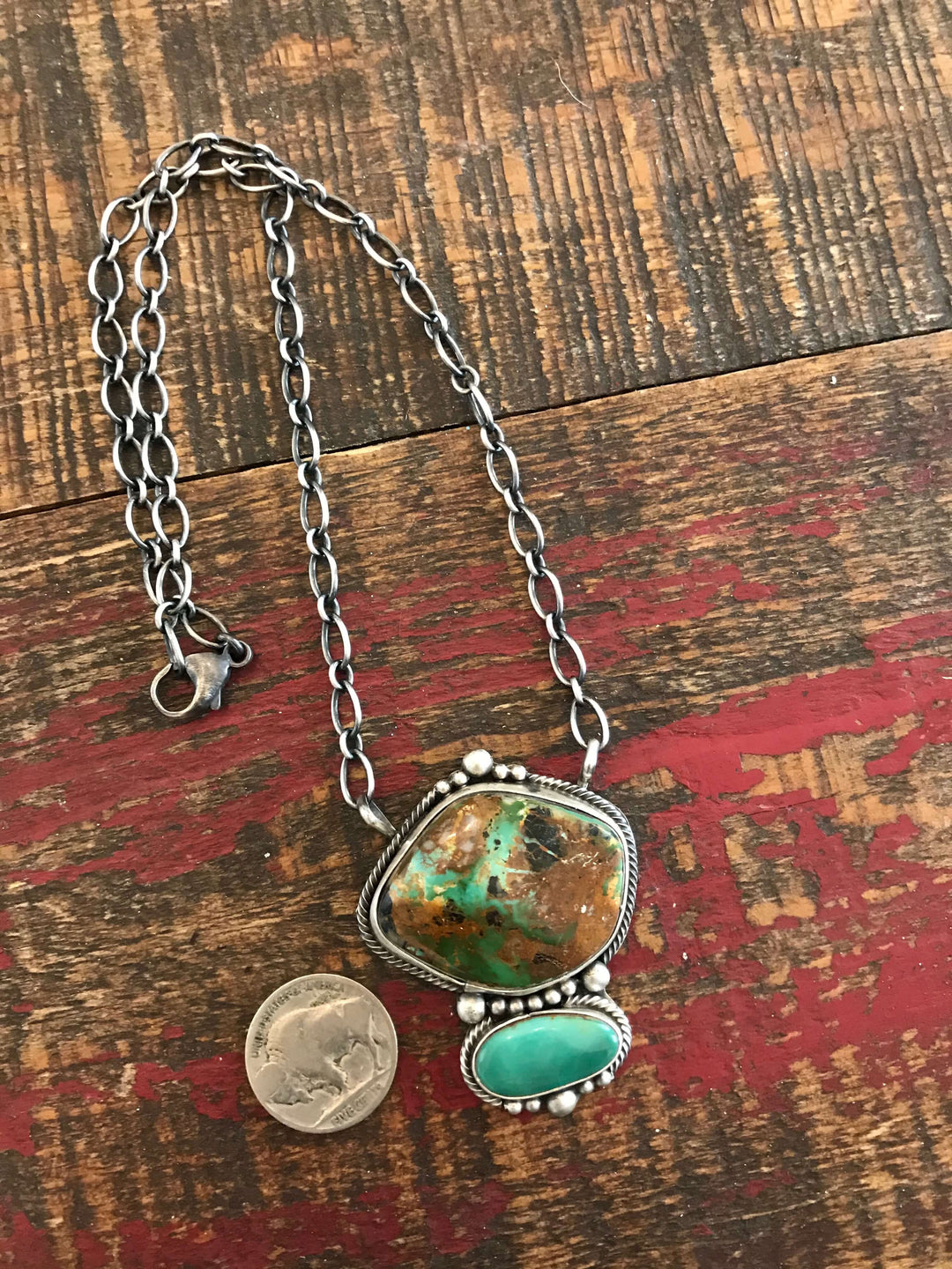 The Rock River Turquoise Necklace, 2-Necklaces-Calli Co., Turquoise and Silver Jewelry, Native American Handmade, Zuni Tribe, Navajo Tribe, Brock Texas