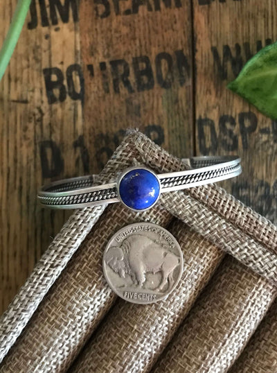 The Midnight Lapis Cuff-Bracelets & Cuffs-Calli Co., Turquoise and Silver Jewelry, Native American Handmade, Zuni Tribe, Navajo Tribe, Brock Texas