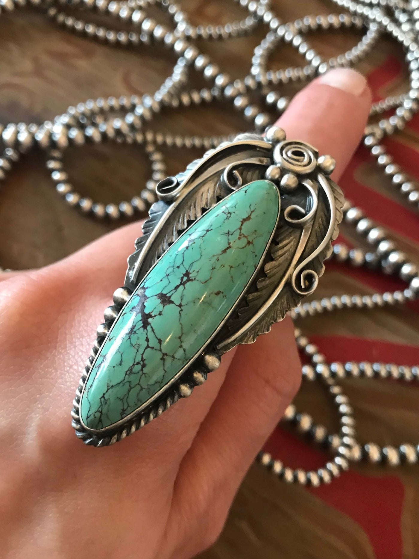 The Nanton Turquoise Adjustable Ring-Rings-Calli Co., Turquoise and Silver Jewelry, Native American Handmade, Zuni Tribe, Navajo Tribe, Brock Texas