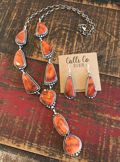 The Spring Valley Lariat Necklace Set-Necklaces-Calli Co., Turquoise and Silver Jewelry, Native American Handmade, Zuni Tribe, Navajo Tribe, Brock Texas
