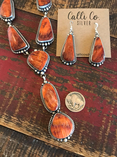 The Spring Valley Lariat Necklace Set-Necklaces-Calli Co., Turquoise and Silver Jewelry, Native American Handmade, Zuni Tribe, Navajo Tribe, Brock Texas