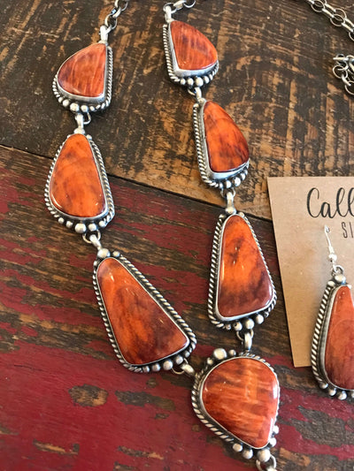 The Spring Valley Lariat Necklace Set-Necklaces-Calli Co., Turquoise and Silver Jewelry, Native American Handmade, Zuni Tribe, Navajo Tribe, Brock Texas