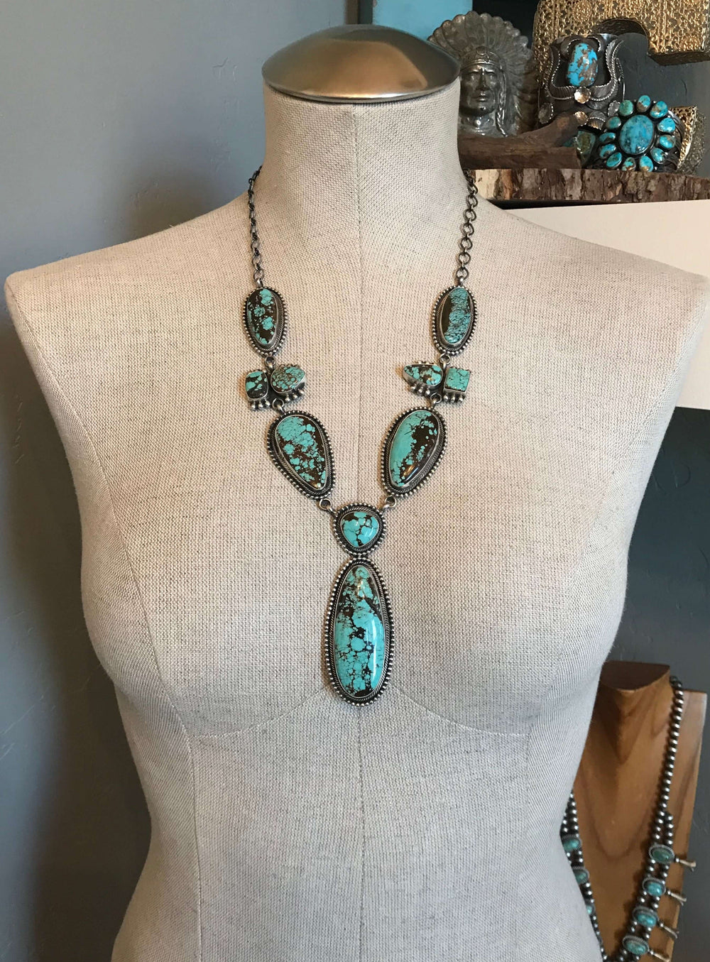 The Wawona Lariat Necklace Set-Necklaces-Calli Co., Turquoise and Silver Jewelry, Native American Handmade, Zuni Tribe, Navajo Tribe, Brock Texas