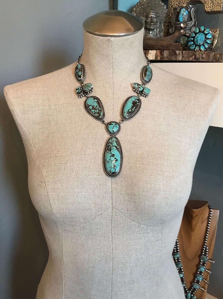 The Wawona Lariat Necklace Set-Necklaces-Calli Co., Turquoise and Silver Jewelry, Native American Handmade, Zuni Tribe, Navajo Tribe, Brock Texas