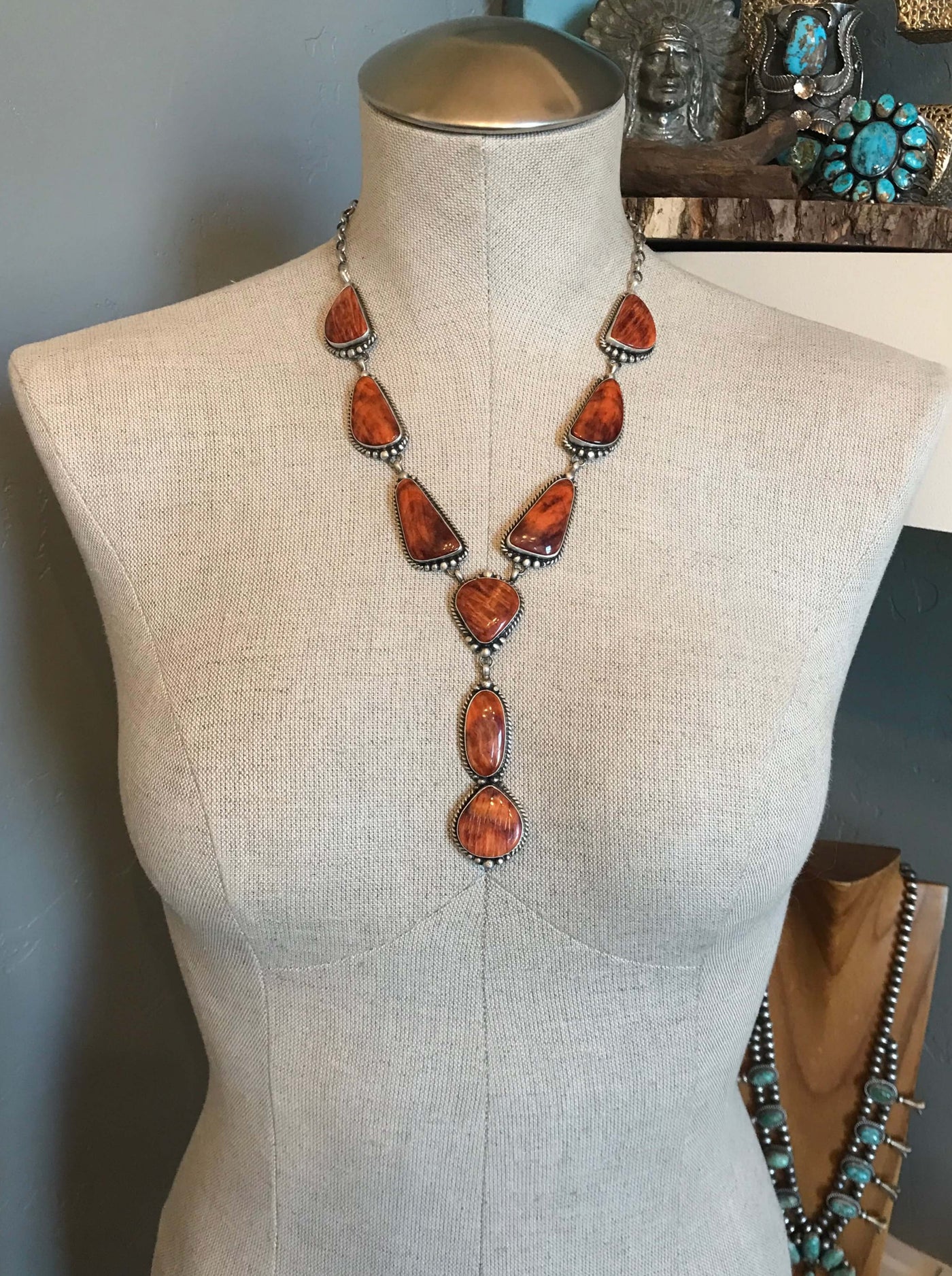 The Spring Valley Lariat Necklace Set-Necklaces-Calli Co., Turquoise and Silver Jewelry, Native American Handmade, Zuni Tribe, Navajo Tribe, Brock Texas