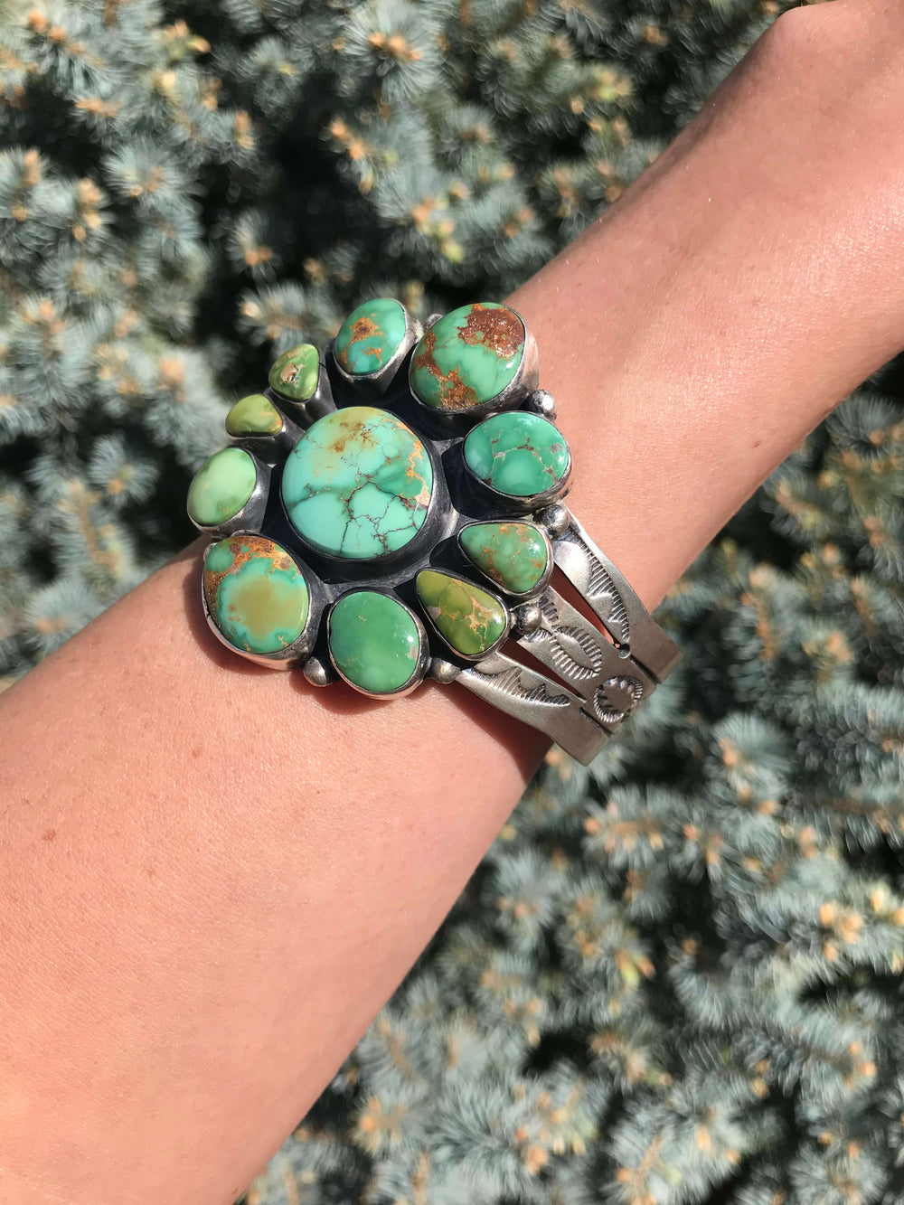 The Tanglewood Turquoise Cuff-Bracelets & Cuffs-Calli Co., Turquoise and Silver Jewelry, Native American Handmade, Zuni Tribe, Navajo Tribe, Brock Texas