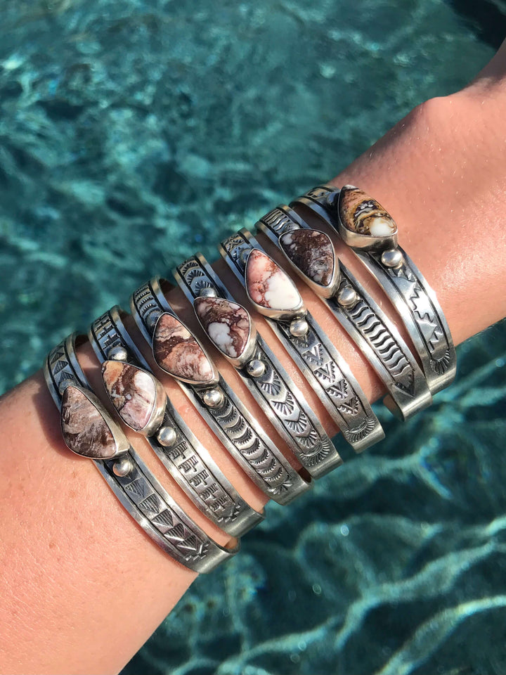 The Wild Horse Cuffs-Bracelets & Cuffs-Calli Co., Turquoise and Silver Jewelry, Native American Handmade, Zuni Tribe, Navajo Tribe, Brock Texas