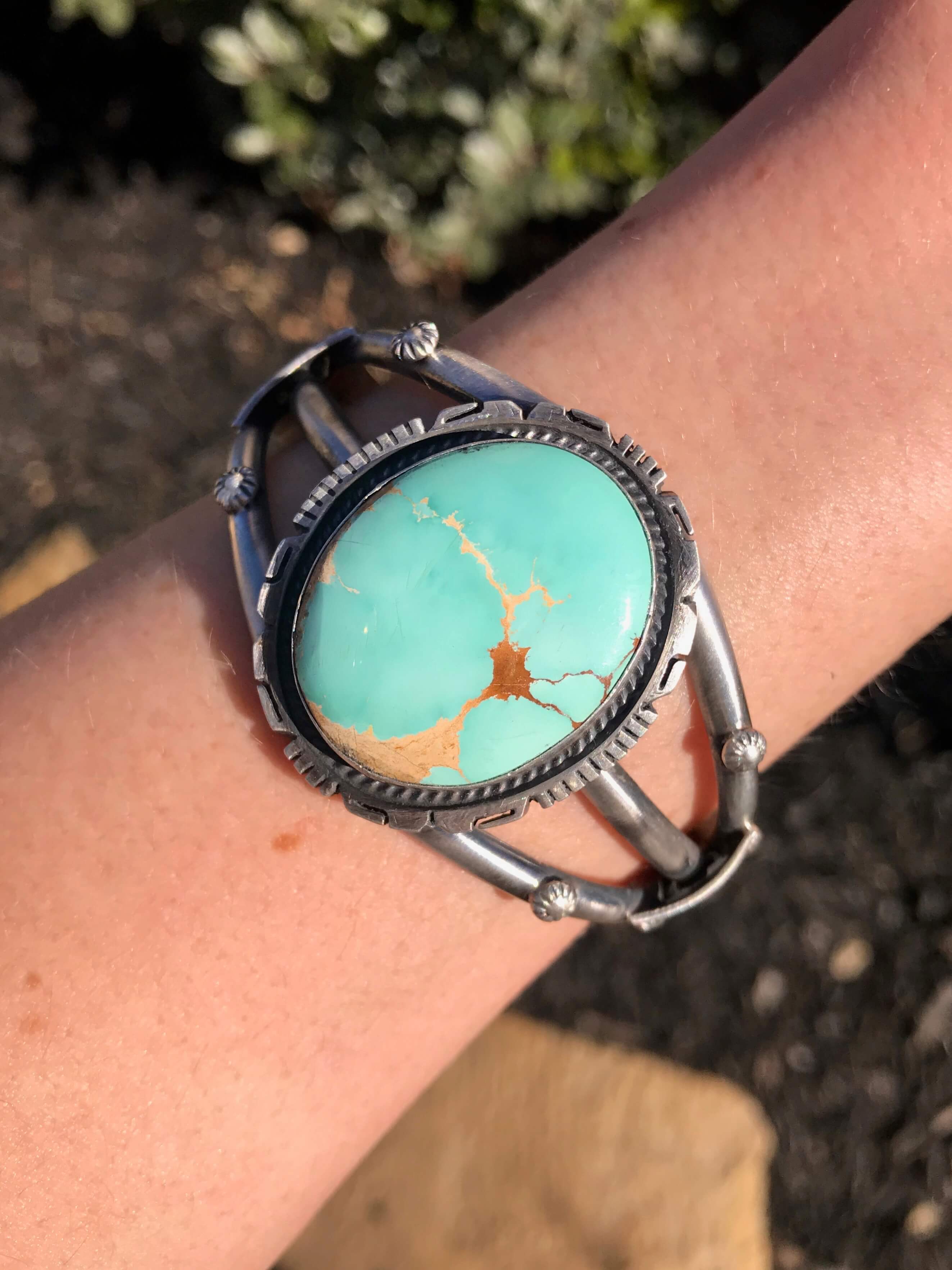 The Goldie Royston Turquoise Cuff-Bracelets & Cuffs-Calli Co., Turquoise and Silver Jewelry, Native American Handmade, Zuni Tribe, Navajo Tribe, Brock Texas