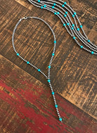 The Whitley Lariat Necklace-Necklaces-Calli Co., Turquoise and Silver Jewelry, Native American Handmade, Zuni Tribe, Navajo Tribe, Brock Texas