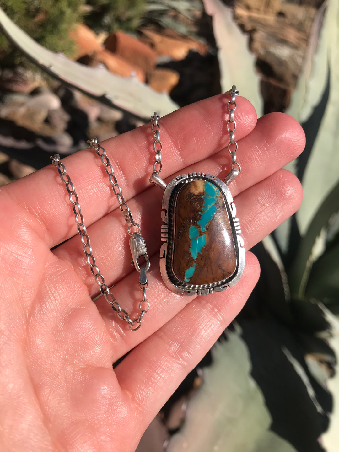 The Brock Turquoise Necklace, 14-Necklaces-Calli Co., Turquoise and Silver Jewelry, Native American Handmade, Zuni Tribe, Navajo Tribe, Brock Texas
