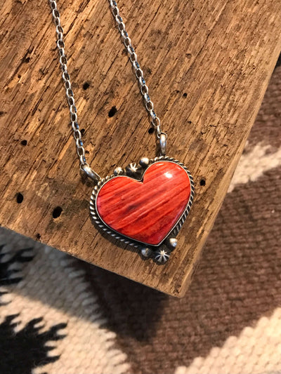 The Heart Necklace, 8-Necklaces-Calli Co., Turquoise and Silver Jewelry, Native American Handmade, Zuni Tribe, Navajo Tribe, Brock Texas