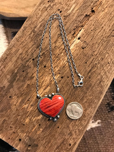 The Heart Necklace, 8-Necklaces-Calli Co., Turquoise and Silver Jewelry, Native American Handmade, Zuni Tribe, Navajo Tribe, Brock Texas