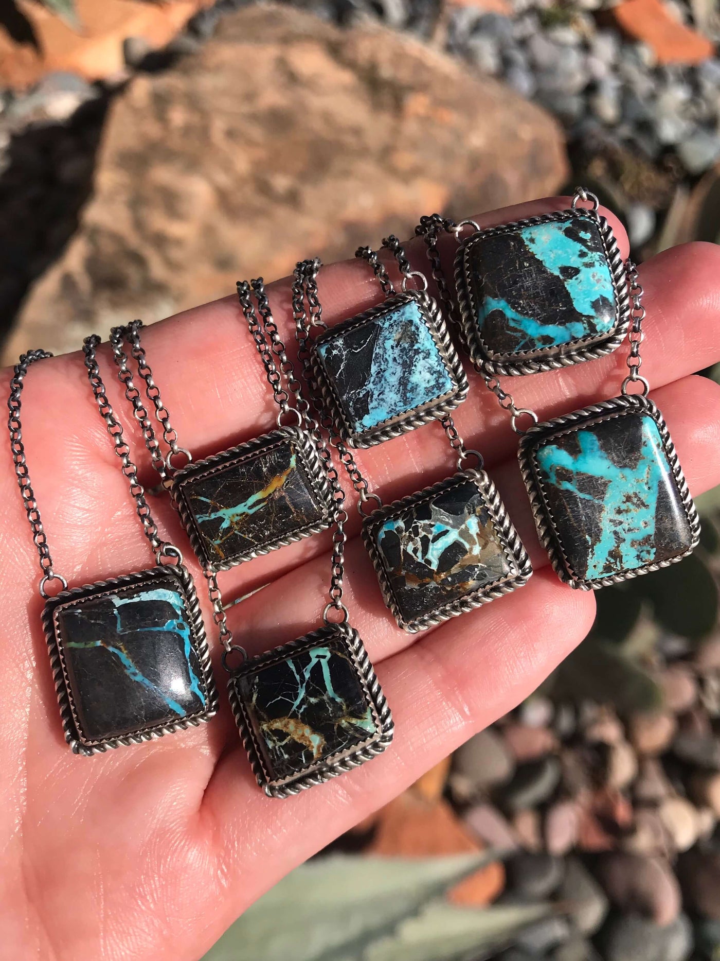 The Big Chief Ribbon Necklaces-Necklaces-Calli Co., Turquoise and Silver Jewelry, Native American Handmade, Zuni Tribe, Navajo Tribe, Brock Texas