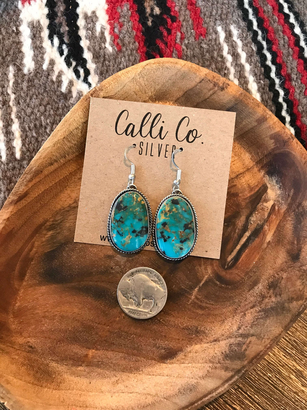 The Turquoise Dangle Earrings, 6-Earrings-Calli Co., Turquoise and Silver Jewelry, Native American Handmade, Zuni Tribe, Navajo Tribe, Brock Texas