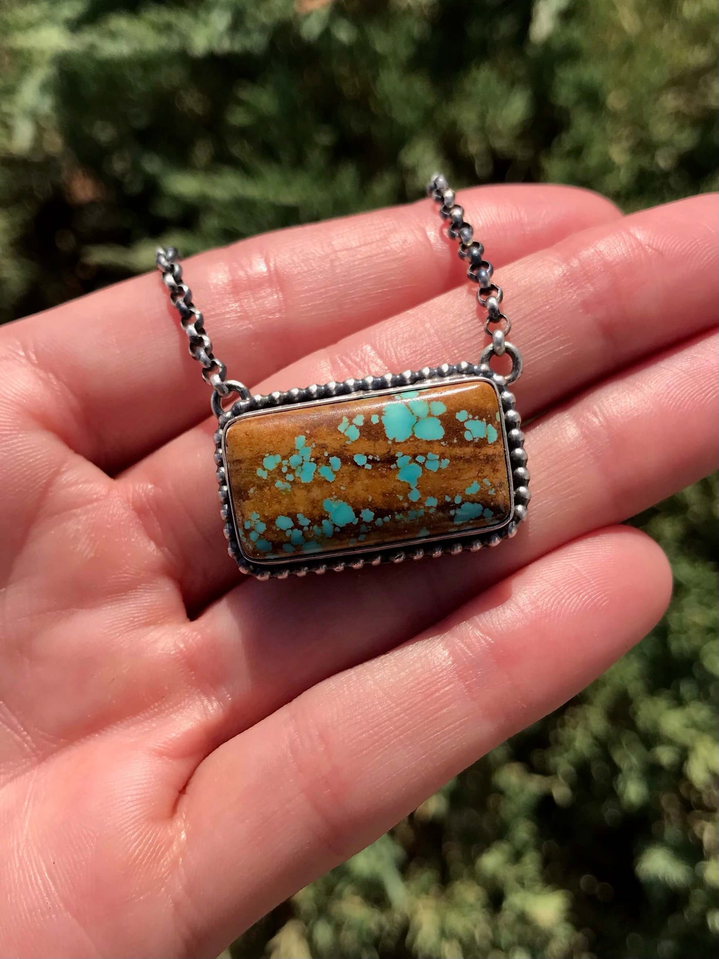 The Ranger Necklace, 68-Necklaces-Calli Co., Turquoise and Silver Jewelry, Native American Handmade, Zuni Tribe, Navajo Tribe, Brock Texas