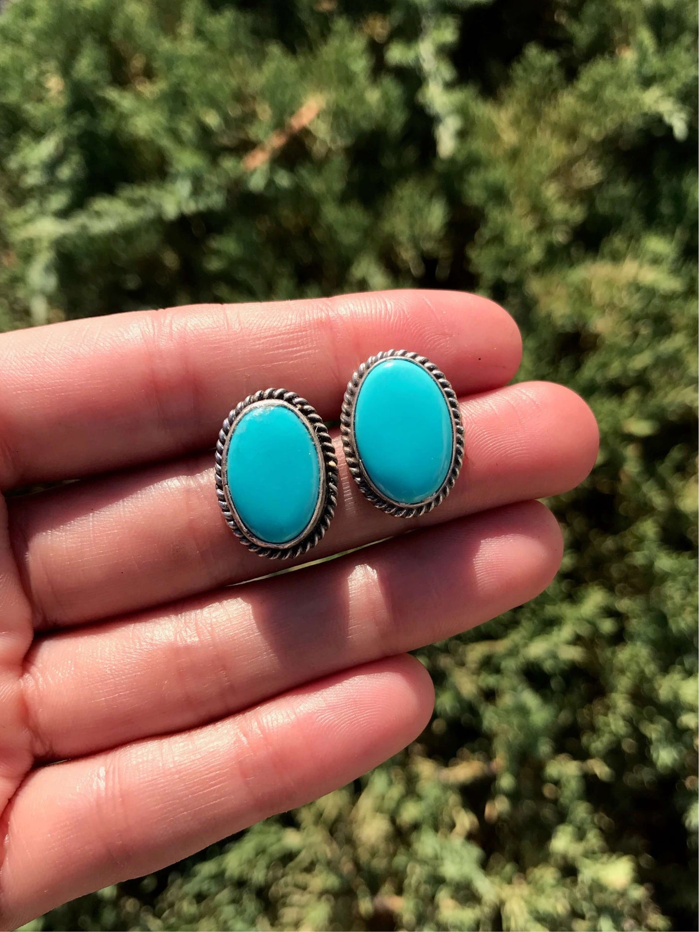 The Turquoise Studs, 102-Earrings-Calli Co., Turquoise and Silver Jewelry, Native American Handmade, Zuni Tribe, Navajo Tribe, Brock Texas