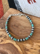 The Badlands Bracelet in Green Turquoise-Bracelets & Cuffs-Calli Co., Turquoise and Silver Jewelry, Native American Handmade, Zuni Tribe, Navajo Tribe, Brock Texas