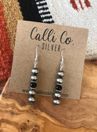 The Dakota Earrings in Onyx-Earrings-Calli Co., Turquoise and Silver Jewelry, Native American Handmade, Zuni Tribe, Navajo Tribe, Brock Texas