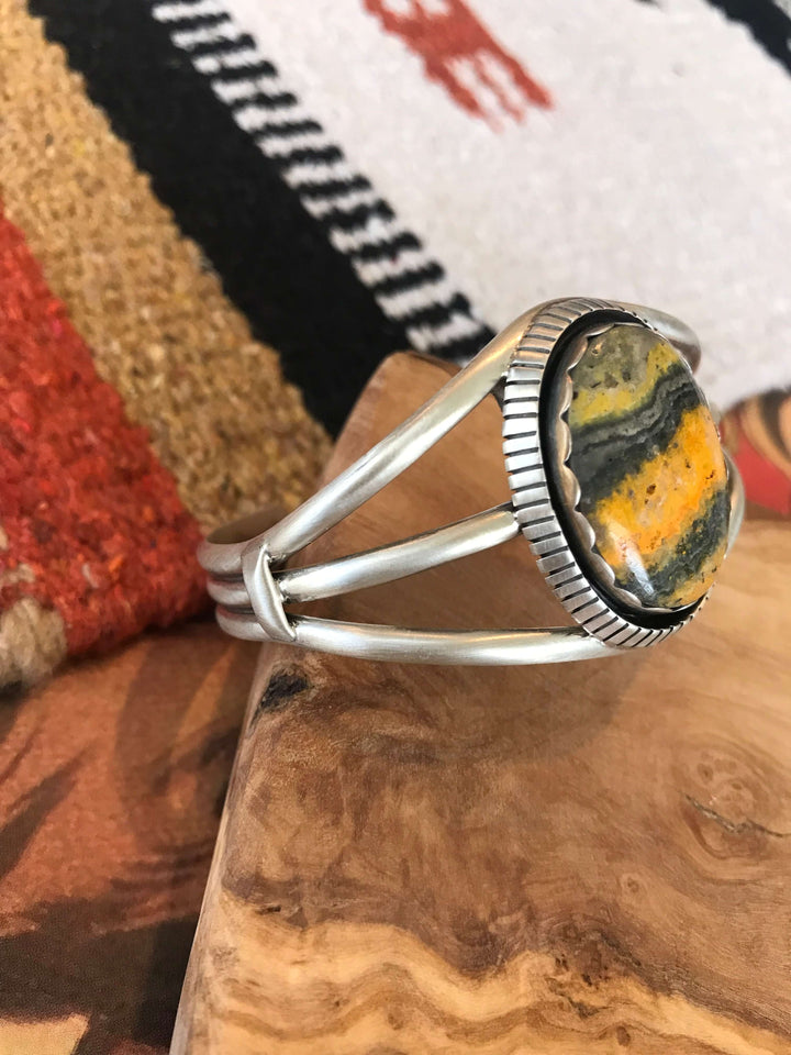 The Orogrande Bumblebee Cuff-Bracelets & Cuffs-Calli Co., Turquoise and Silver Jewelry, Native American Handmade, Zuni Tribe, Navajo Tribe, Brock Texas