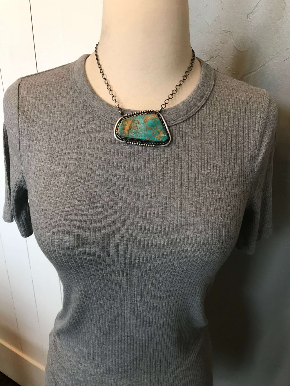 The Lawrence Royston Turquoise Necklace-Necklaces-Calli Co., Turquoise and Silver Jewelry, Native American Handmade, Zuni Tribe, Navajo Tribe, Brock Texas