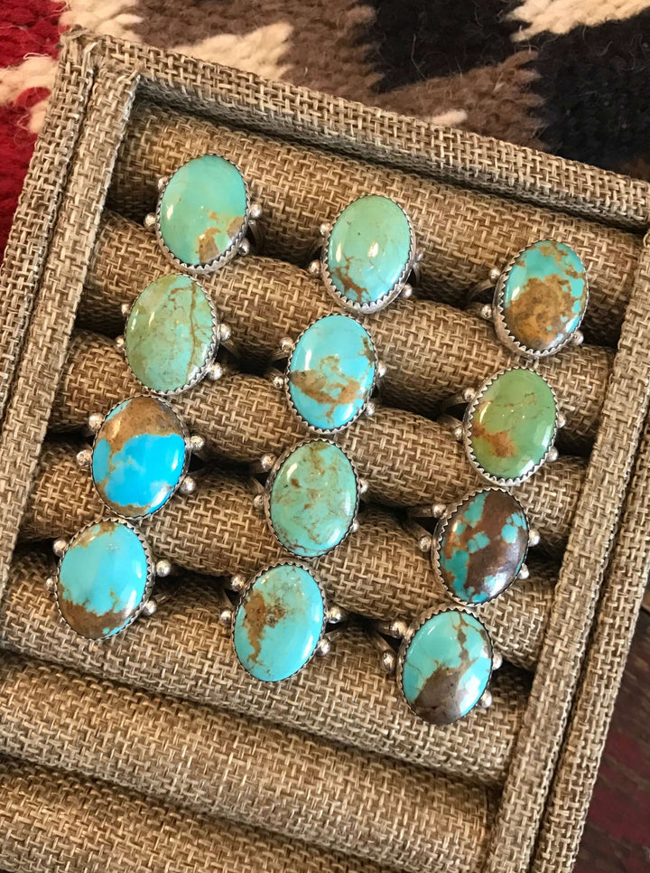 The Slaton Turquoise Rings-Rings-Calli Co., Turquoise and Silver Jewelry, Native American Handmade, Zuni Tribe, Navajo Tribe, Brock Texas