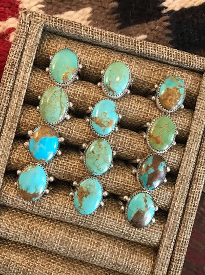 The Slaton Turquoise Rings-Rings-Calli Co., Turquoise and Silver Jewelry, Native American Handmade, Zuni Tribe, Navajo Tribe, Brock Texas
