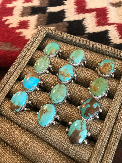 The Slaton Turquoise Rings-Rings-Calli Co., Turquoise and Silver Jewelry, Native American Handmade, Zuni Tribe, Navajo Tribe, Brock Texas