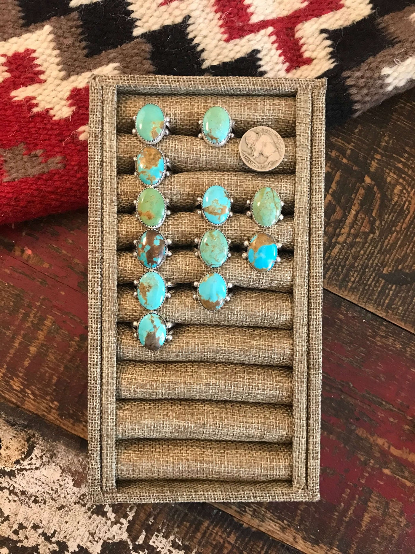 The Slaton Turquoise Rings-Rings-Calli Co., Turquoise and Silver Jewelry, Native American Handmade, Zuni Tribe, Navajo Tribe, Brock Texas
