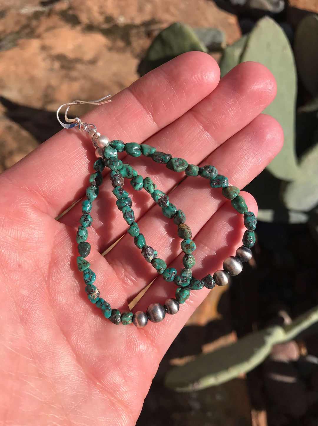 The Springwood Hoop Earrings-Earrings-Calli Co., Turquoise and Silver Jewelry, Native American Handmade, Zuni Tribe, Navajo Tribe, Brock Texas