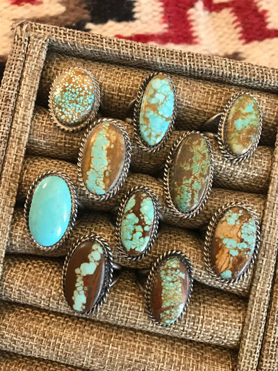 The Willacy Turquoise Rings-Rings-Calli Co., Turquoise and Silver Jewelry, Native American Handmade, Zuni Tribe, Navajo Tribe, Brock Texas
