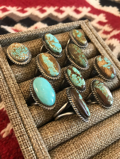 The Willacy Turquoise Rings-Rings-Calli Co., Turquoise and Silver Jewelry, Native American Handmade, Zuni Tribe, Navajo Tribe, Brock Texas