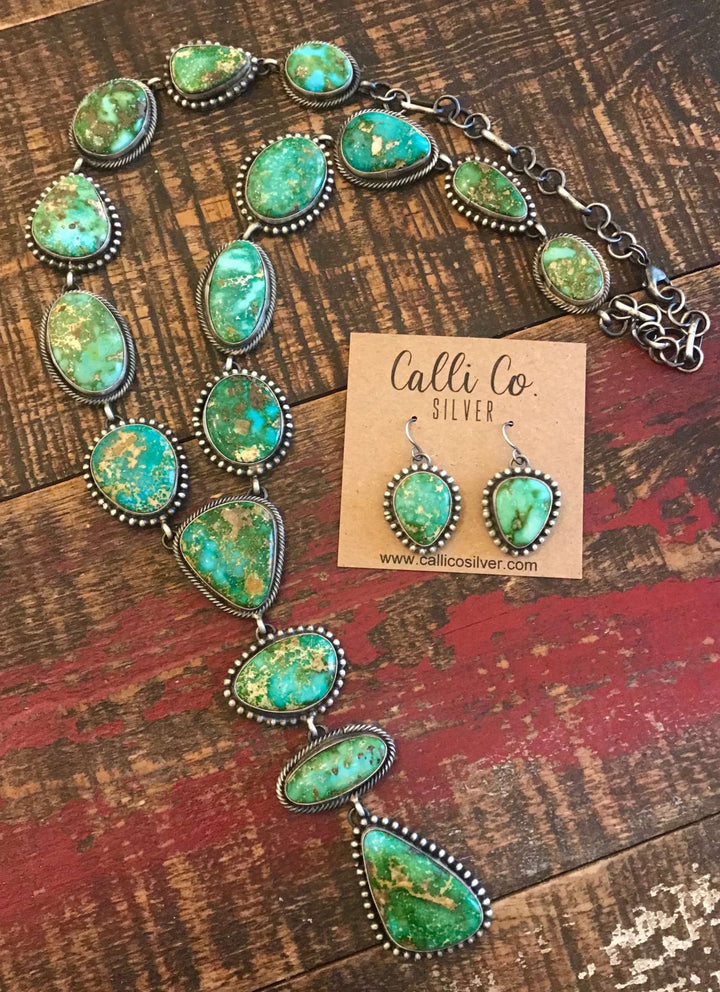 The Monarch Lariat Necklace Set-Necklaces-Calli Co., Turquoise and Silver Jewelry, Native American Handmade, Zuni Tribe, Navajo Tribe, Brock Texas