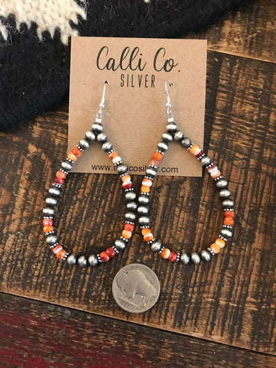 The Badlands Hoop Earrings-Earrings-Calli Co., Turquoise and Silver Jewelry, Native American Handmade, Zuni Tribe, Navajo Tribe, Brock Texas